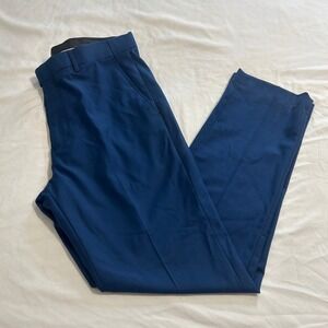 Mens Blue Flat Front Dress Pants Slim Straight Trousers 32x31.5 42R L